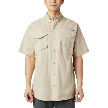 Columbia Overhemd Heren, PFG Bonehead Short Sleeve Big Khaki, 68KWTOMAR
